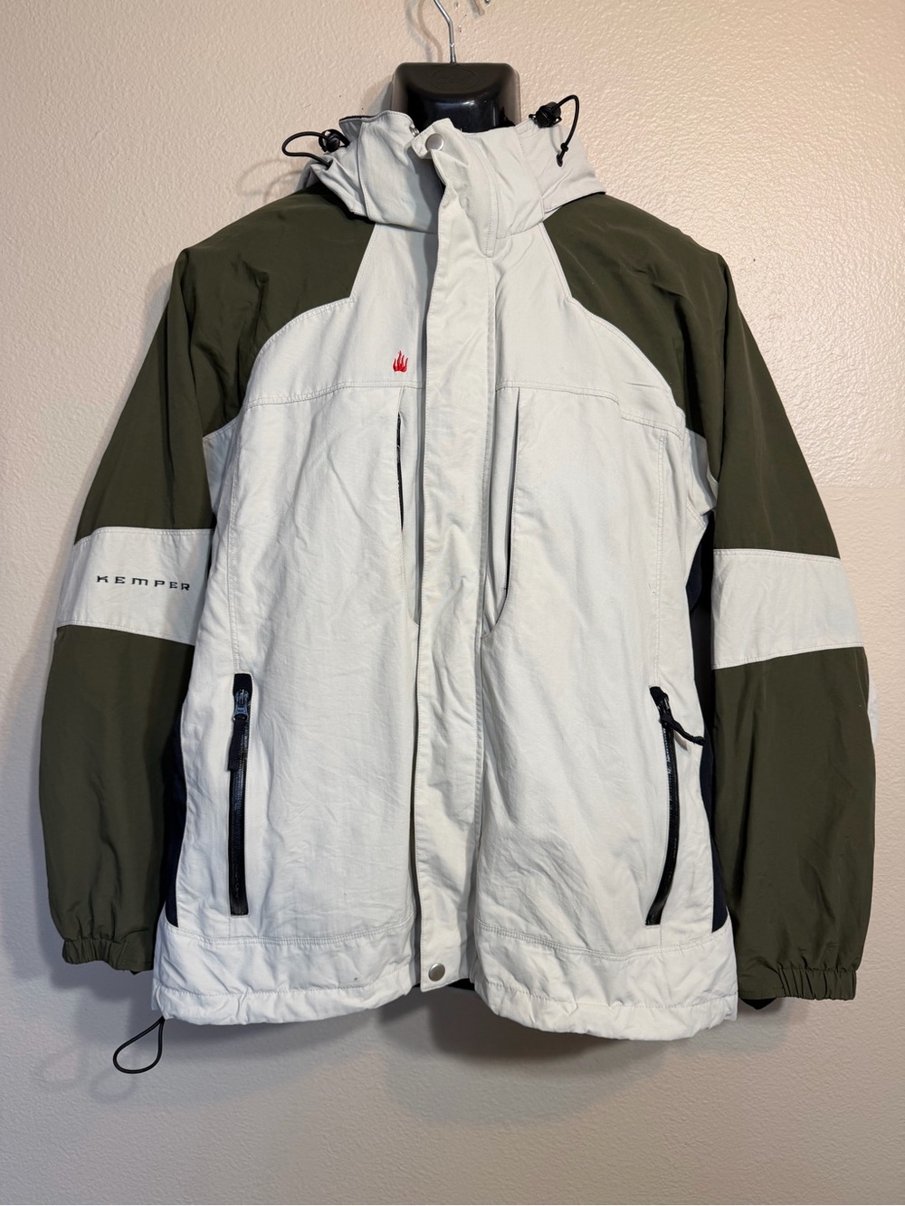Kemper Two-Tone Olive & White Hooded Jacket
